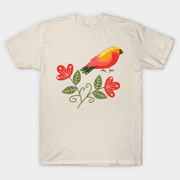 Bird & Flower T-Shirt by evolet store